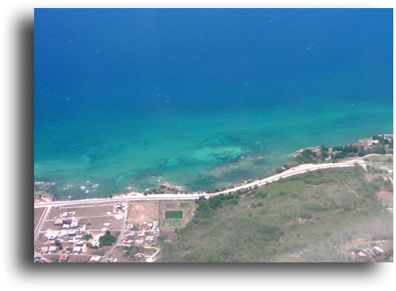 Jamaica from the air approaching Montego Bay